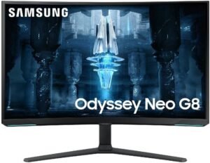 Samsung Neo G8 32″ Odyssey Curved Gaming Monitor, 4K UHD 3840×2160 VA Display, 240Hz Refresh Rate, 1ms Response Time, 1Bn Colors, AMD FreeSync Premium Pro, HDMI 2.1, DP 1.4, White | LS32BG850NMXUE