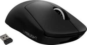 Logitech G Pro X Superlight Wireless Mouse, 2.4 GHz Connectivity, 40G Acceleration, 25600DPI Hero Optical Sensor, 70 Hour Battery Life, 5 Buttons, Windows/Mac Compatible, Black | 910-005881/910-005884